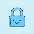 Cute Blue Padlock Icon Smiling Royalty Free Stock Photo