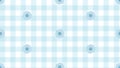 cute blue pastel flower on blue checkered, gingham, plaid pattern background