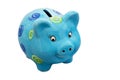 Cute blue piggy bank isolated on white Royalty Free Stock Photo