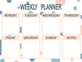 Cute blue pink printable weekly planner with circles