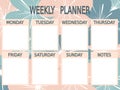 Cute blue pink printable weekly planner with flowers