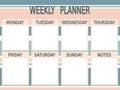 Cute blue pink printable weekly planner with stripes