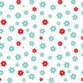 Cute blue and red daisy flowers seamless pattern background illustration Royalty Free Stock Photo