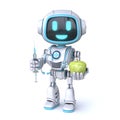 Cute blue robot Health or disease concept 3D Royalty Free Stock Photo
