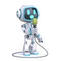 Cute blue robot singing 3D