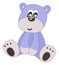 Cute blue sitting bear-isolated