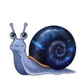 Cute Blue Snail with Galaxy Shell Royalty Free Stock Photo