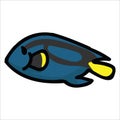 Cute Blue Tang  Cartoon Vector Illustration Motif Set. Hand Drawn Isolated Surgeon Fish Elements Clipart For Aquatic Life Blog,