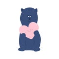 Cute blue teddy bear in love with a big smiling heart. Vector isolated on a white background Royalty Free Stock Photo