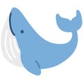 Cute blue whale flat color