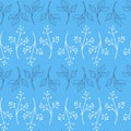 Cute blue white twig seamless pattern for textile decoration