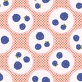 Cute blueberries polka dot vector illustration. Seamless repeating pattern.