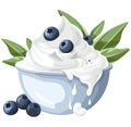 Cute blueberry bowl with cream Royalty Free Stock Photo