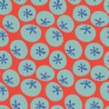 Cute blueberry pattern on poppy red background.