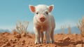 Cute Boar Captured In Extreme Minimalist Wes Anderson Style Royalty Free Stock Photo