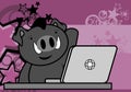 Cute boar kid cartoon online studing backgound