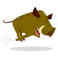 Cute boars or warthog character with acorn. Vector illustration