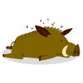 Cute boars or warthog character. Vector illustration with dead o