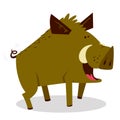 Cute boars or warthog character. Vector illustration with wild p Royalty Free Stock Photo