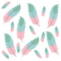 Cute bohemian feathers pattern background