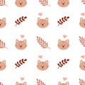 Cute Bohemian seamless patterns with cat, sun, rainbow, stars. Boho vector print for fabrics Royalty Free Stock Photo