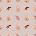 Cute Bohemian seamless patterns with cat, sun, rainbow, stars. Boho vector print for fabrics Royalty Free Stock Photo