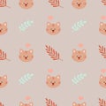 Cute Bohemian seamless patterns with cat, sun, rainbow, stars. Boho vector print for fabrics Royalty Free Stock Photo