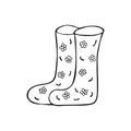Cute Boots for rainy weather. Illustration doodle