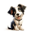 Cute Border Collie cartoon illustration - generative AI, AI generated