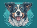 cute border collie dog sitting and smiling is sticking out its tongue Royalty Free Stock Photo