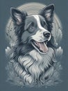 cute border collie dog sitting and smiling is sticking out its tongue Royalty Free Stock Photo