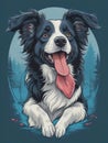 cute border collie dog sitting and smiling is sticking out its tongue Royalty Free Stock Photo