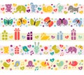 Cute borders with baby icons. Royalty Free Stock Photo