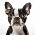 Cute Boston Terrier Puppy Staring At Camera - Stock Photo Royalty Free Stock Photo