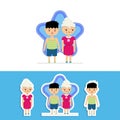 Cute Bothered Grandma and Her Naughty Grandson Vector Design