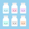 Cute bottle of medicine character . blue background