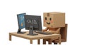 Cute Box Robot Programmer Coding on Computers, Software Development Concept Royalty Free Stock Photo