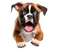 Cute boxer puppy jumping. Playful dog cut out at background Royalty Free Stock Photo