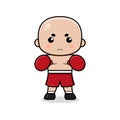 Cute boxing bald mascot character