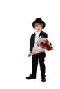 Cute boy in black tuxedo Royalty Free Stock Photo