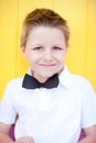 Cute boy with bow tie party accessory Royalty Free Stock Photo