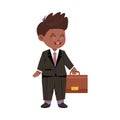 Cute Boy Businessman in Formal Suit Holding Briefcase Vector Illustration Royalty Free Stock Photo