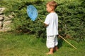 Cute boy with butterfly net Royalty Free Stock Photo