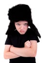 Cute boy with a cap, angry, with arms crossed Royalty Free Stock Photo