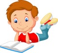 Cute boy cartoon reading book Royalty Free Stock Photo