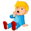 Cute boy cartoon sleepy