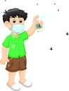 Cute boy cartoon spray insect repellent Royalty Free Stock Photo