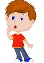 Cute boy cartoon thinking