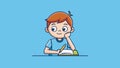 Cute Boy thinking while working on his school project Royalty Free Stock Photo