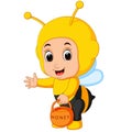 Cute boy cartoon wearing bee costume